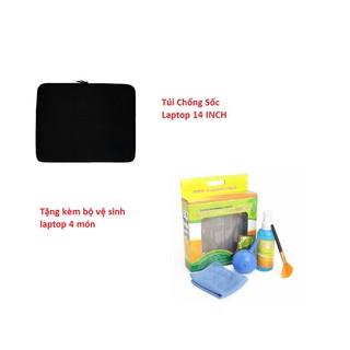 Túi chống sốc Laptop 14.0 Inch + bộ vệ sinh Laptop 4 món
