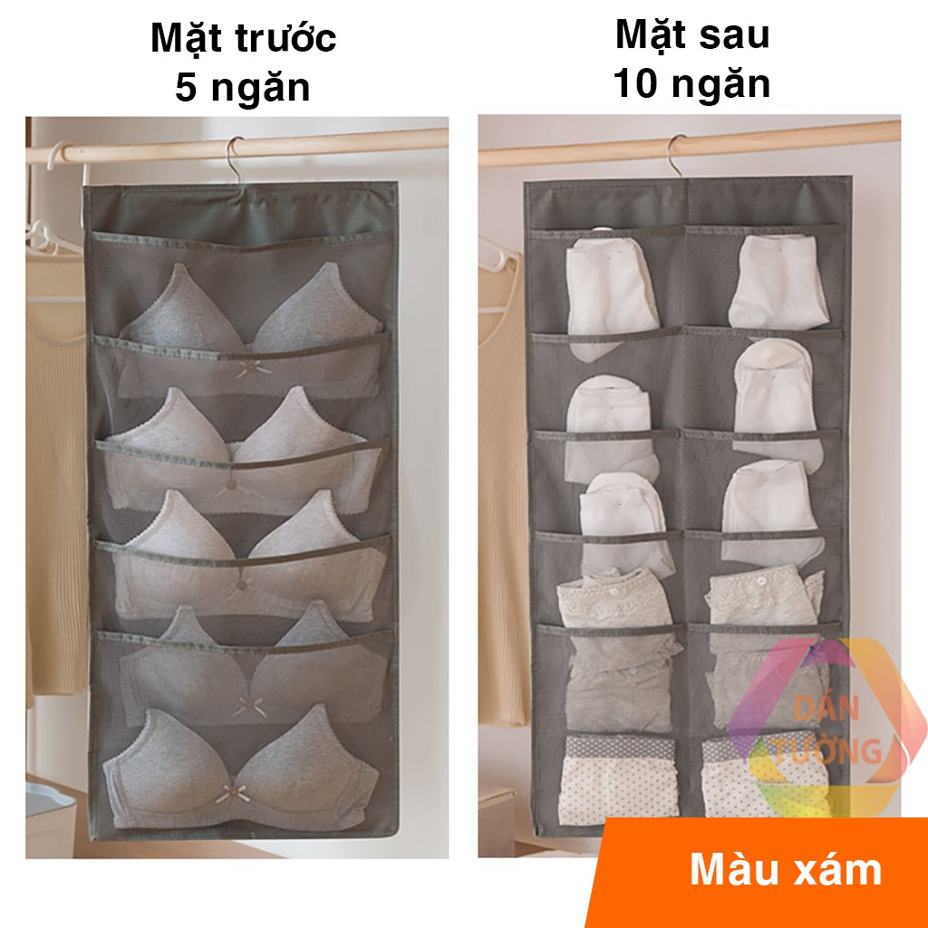 Khay túi đựng đồ lót, túi treo quần áo lót áo ngực tất vớ 15 ngăn MDT _T77 loại dày đẹp