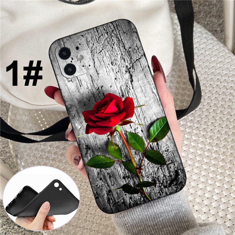 Ốp điện thoại mềm hình hoa hồng đỏ 125LQ thích hợp cho iPhone XR X Xs Max 7 8 6s 6 Plus 7plus 8plus 5 5s SE 2020
