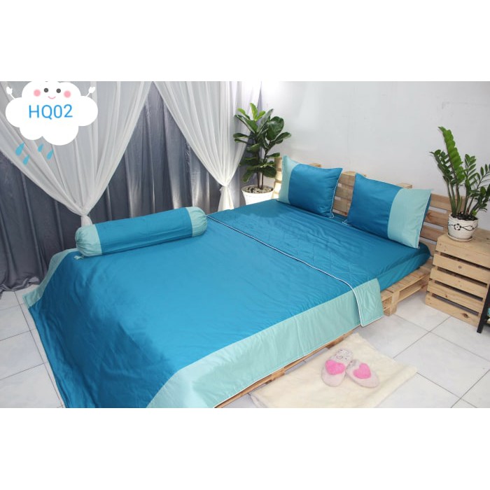 Bộ Drap KHA LY -  Cotton Sattin Hàn Quốc Cao Cấp - Màu Trơn XANH CỔ VỊT - HQ02