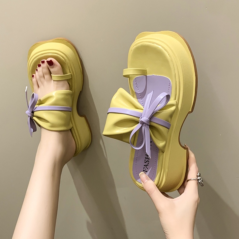 Xăng đan Đế Dày Đính Nơ Thời Trang Cho Nữ