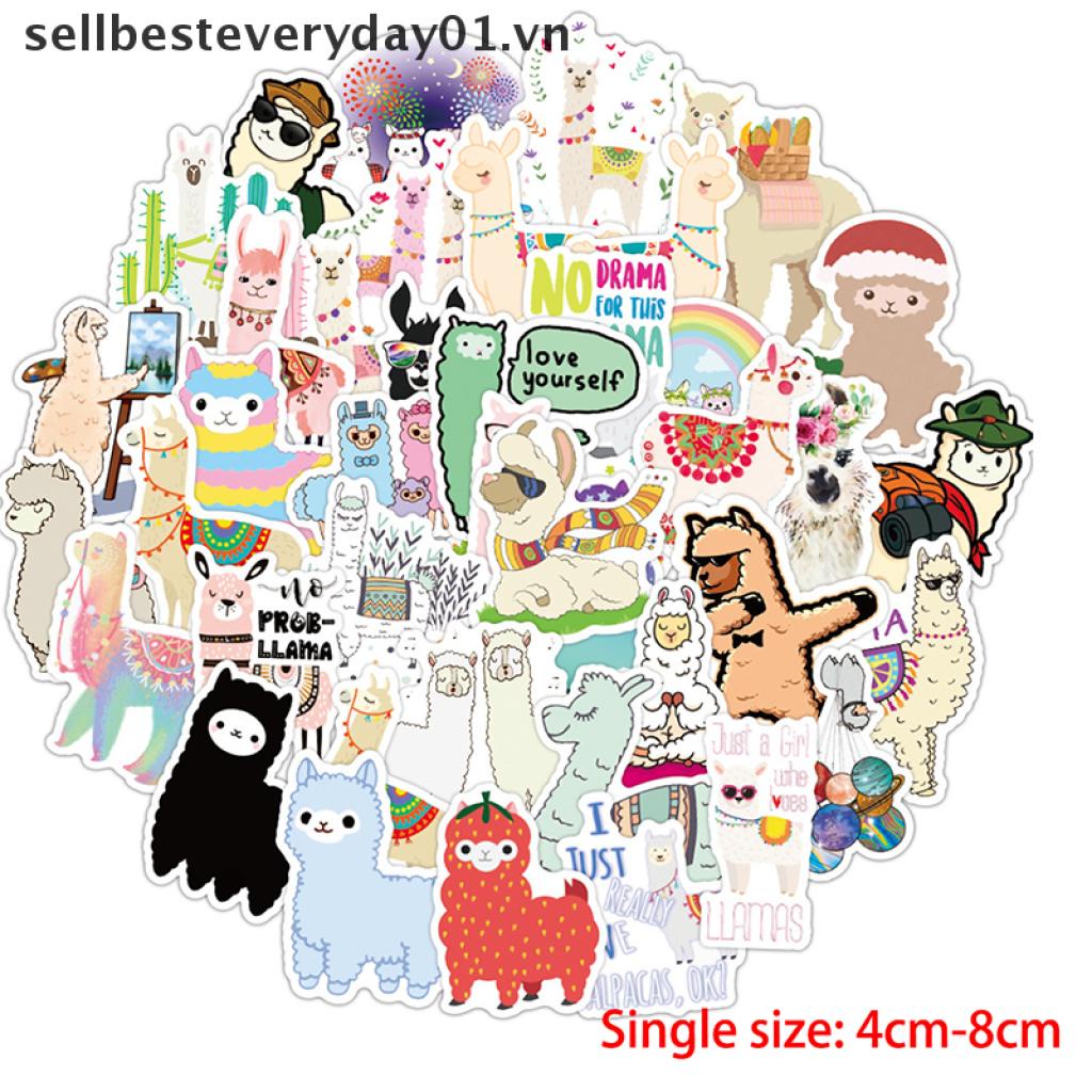 【sellbesteveryday01.vn】 50PCS Llama Alpaca Cute Sticker Kawaii Cartoon Camel Sheep Animal Stickers .
