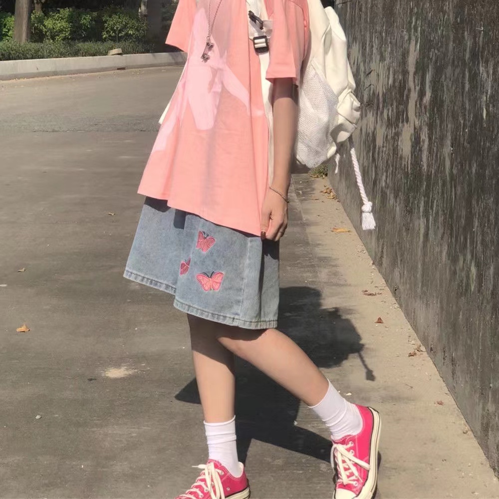 Quần Short Jeans Plus Size Ống Rộng Phong Cách Hàn Quốc Cho Nữ
