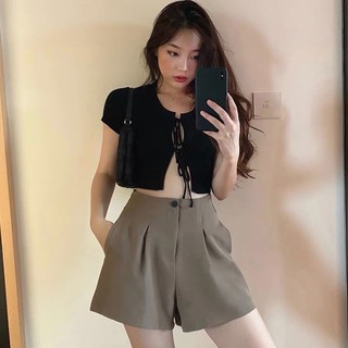 Quần Short Nữ Lưng Cao Ống Rộng VINTAGE