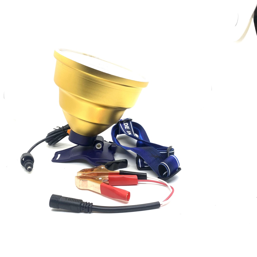 Đèn pin đội đầu siêu sáng đèn kẹp bình ác quy 12V TC 898 led P90 chóa 13.5cm