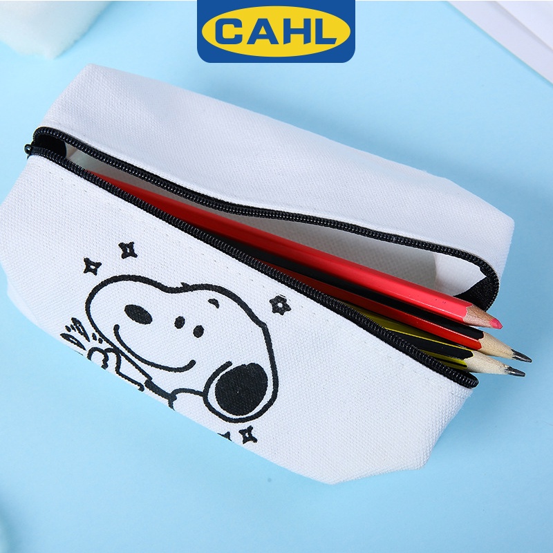 Túi Đựng Bút Bằng Vải Canvas Cỡ Lớn In Họa Tiết Hoạt Hình Snoopy / Gấu Đáng Yêu