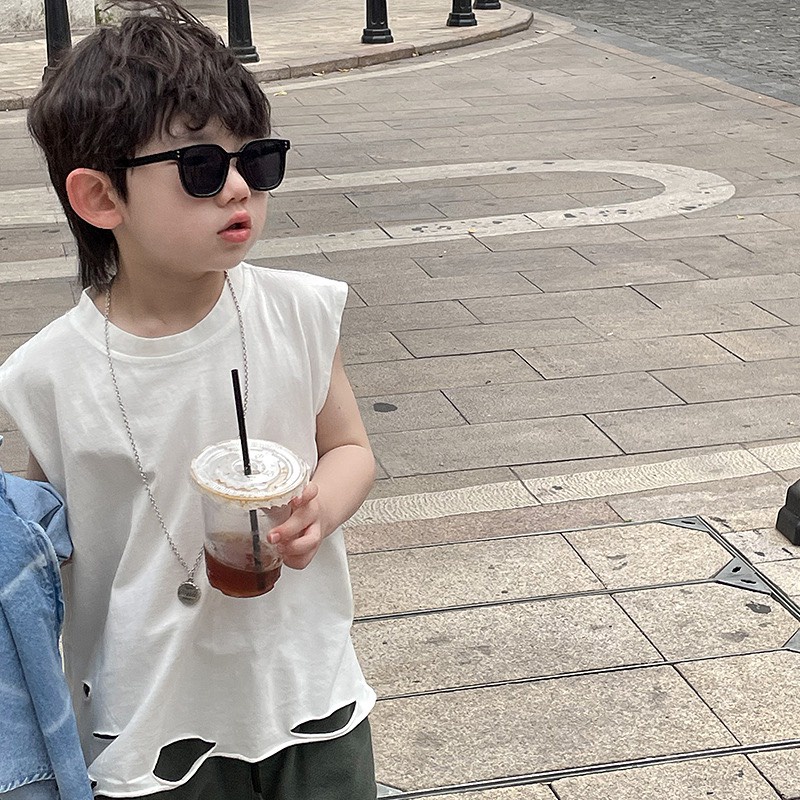 Áo thun tanktop rách lai phong cách hiphop cho bé A785