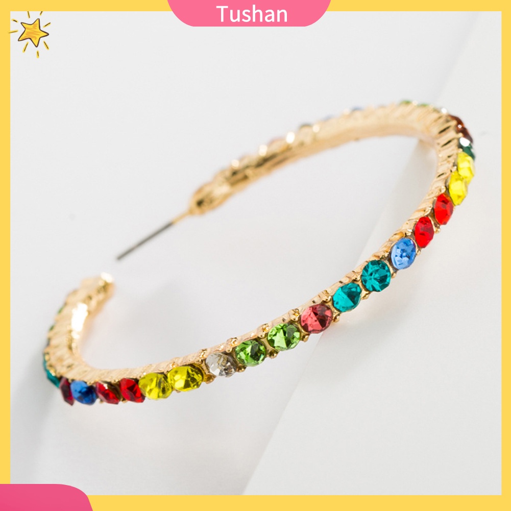 Đôi Khuyên Tai Tròn Đính Đá Thời Trang Cho Nữ