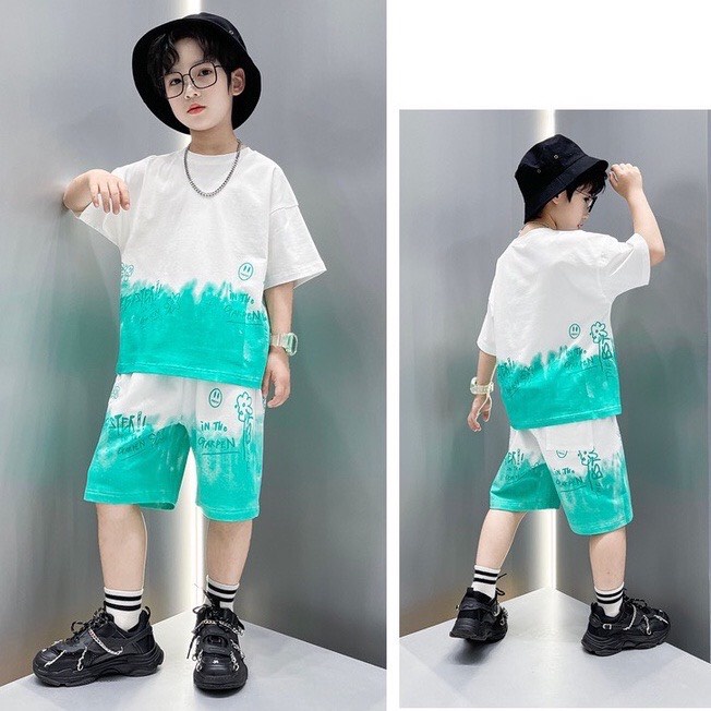Đồ bộ bé trai Chan Chan cotton in loang IN GARDEN, thời trang mùa hè dành cho bé trai từ 14 đến 45kg