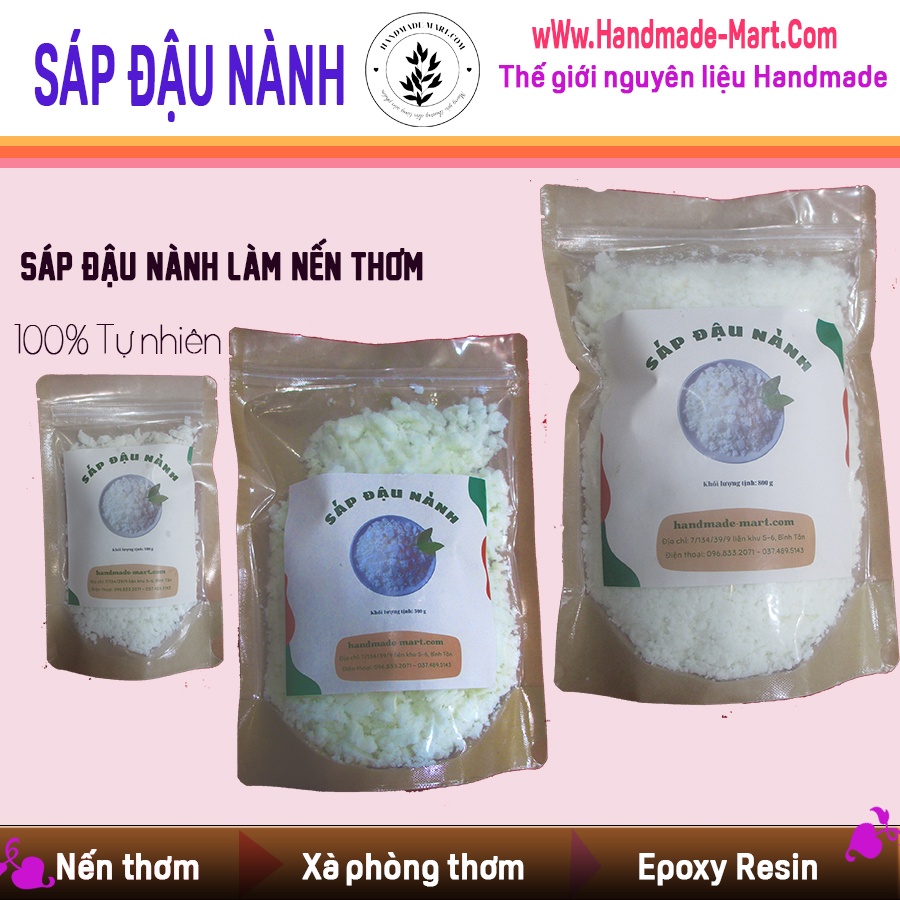 Sáp đậu nành làm nến thơm Handmade 1KG – Nguyên liệu làm nến thơm giá rẻ! - 100% sáp đậu nành tự nhiên