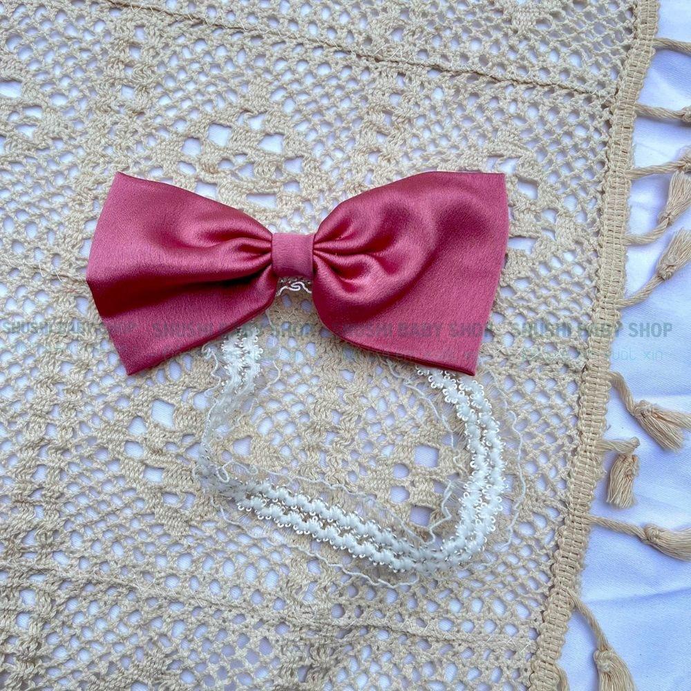 Cài tóc nơ, băng đô, tuaban nơ cho bé màu hồng trắng đỏ handmade SHUSHI