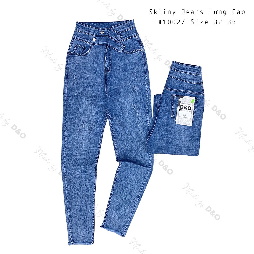 NEW [Size 30-36] Quần Dài Jeans Nữ Bigsize 2 Lưng1002, Xanh Đậm, Sáng, Lưng Cao Trên Rốn, Co Giãn Mạnh