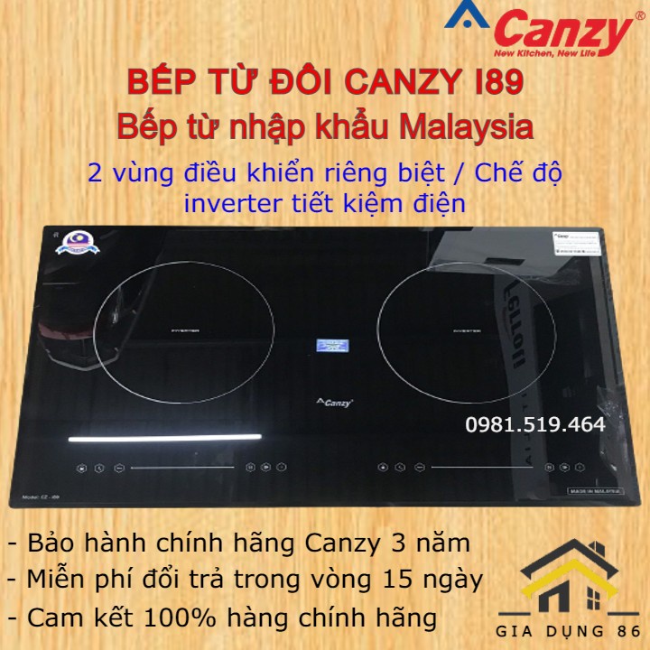 Bếp điện từ đôi Canzy CZ E89 / Nhập khẩu Malaysia nguyên chiếc / Bảo hành chính hãng 3 năm
