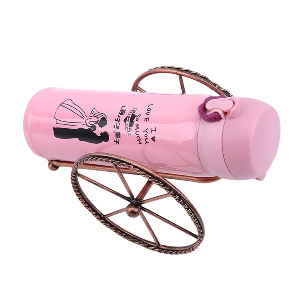 Giá đỡ chai rượu vang hình bánh xe bằng kim loại màu đồng phong cách Châu Âu thời trang
