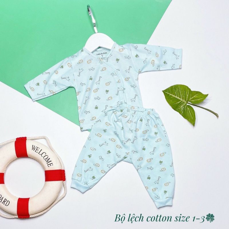 Bộ Quần Áo Dài Tay Leelee Kid Họa Tiết , Quần Đáp Đũng Cho Bé 3-8Kg