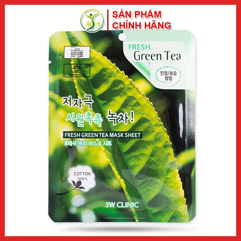 Combo 10 miếng mặt nạ trà xanh 3W Clinic fresh green tea mask sheet