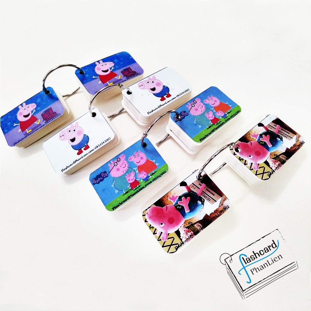 Mua 5 tặng 1 - Quà dùng tặng cho bạn bè dịp lễ - Flashcard học tiếng anh heo peppa dễ thương - Flashcard trắng Phan Liên