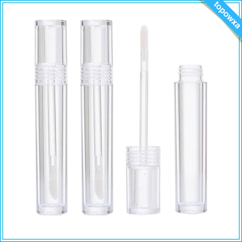 3Pc 5ml Empty Clear Lip Gloss Tube Container Bottle W/Brush Lip Wand