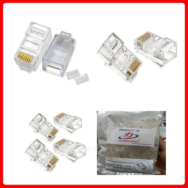 Hạt mạng RJ45 GOLDEN JAPAN Cat5e Chính Hãng [Bịch 100 Cái]