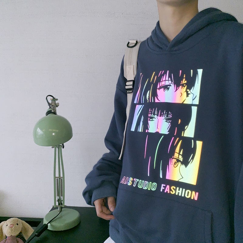 Áo Hoodie Dài Tay In Họa Tiết Phản Quang Cá Tính Dành Cho Các Cặp Đôi | BigBuy360 - bigbuy360.vn