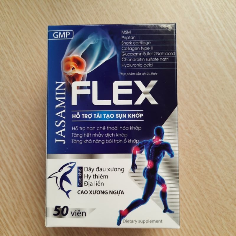 Viên uống Glucosamin 1500mg cho 2 viên JASAMIN FLEX - Giảm đau xương khớp, bổ sung chất nhờn cho khớp_Hộp 50 viên