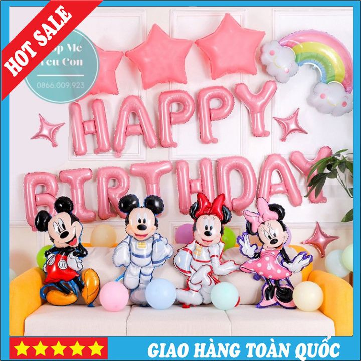 Trang Trí Sinh Nhật Cho Bé Gái Tuổi Chuột, Set Trang Trí Sinh Nhật Mickey, Combo Sinh Nhật Tuổi Chuột BIG SALE