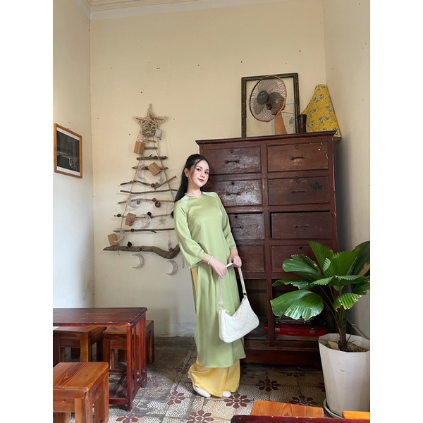 Áo Dài Suông Lụa cao cấp Mân Côi - Đã kèm Quần