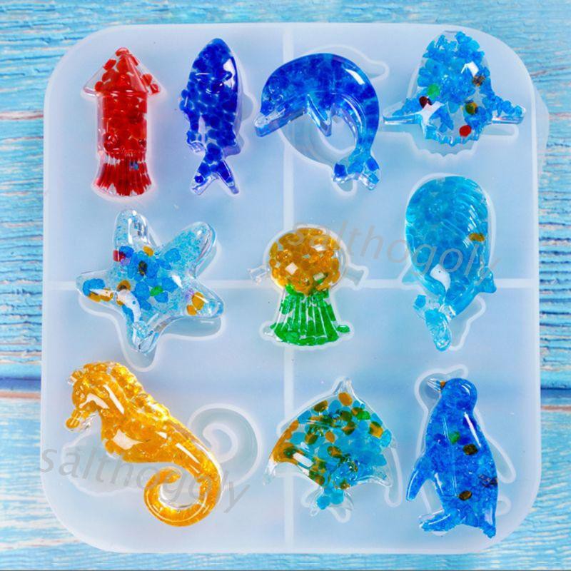 Khuôn Silicon Làm Đồ Trang Sức Hình Sao Biển / Chim Cánh Cụt Đáng Yêu