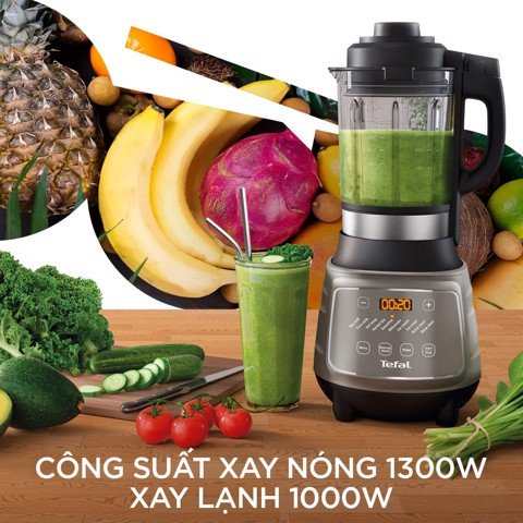 Máy xay sinh tố nóng lạnh, làm sữa hạt, nấu súp, thức ăn dặm cho bé - 1300W BL967B66 Tefal -Thương hiệu Pháp