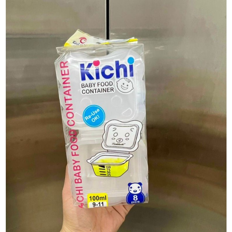 Bộ chia Hộp trữ thức ăn dặm Kichi 50ml / 100ml hình thú cho bé - KichiLachi (Công nghệ Nhật)