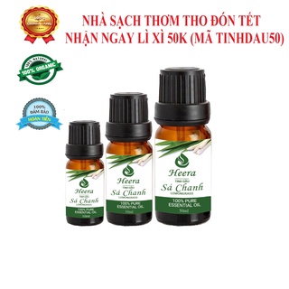 Tinh dầu thiên nhiên, tinh dầu thơm phòng nguyên chất Sả chanh Heera, không pha tạp chất, có kiểm định