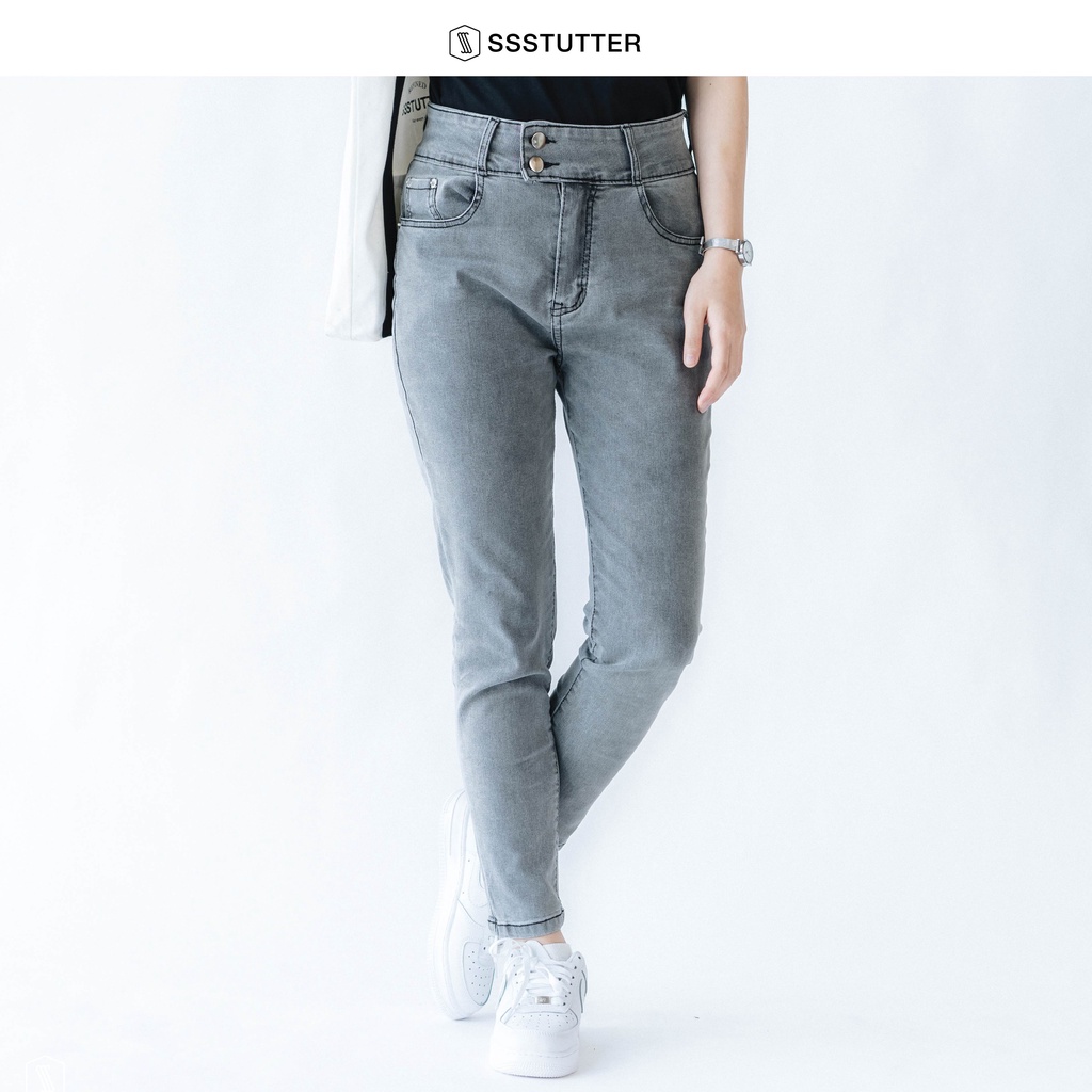 Quần jeans nữ SSSTUTTER cạp cao ống ôm High Waist Jeans