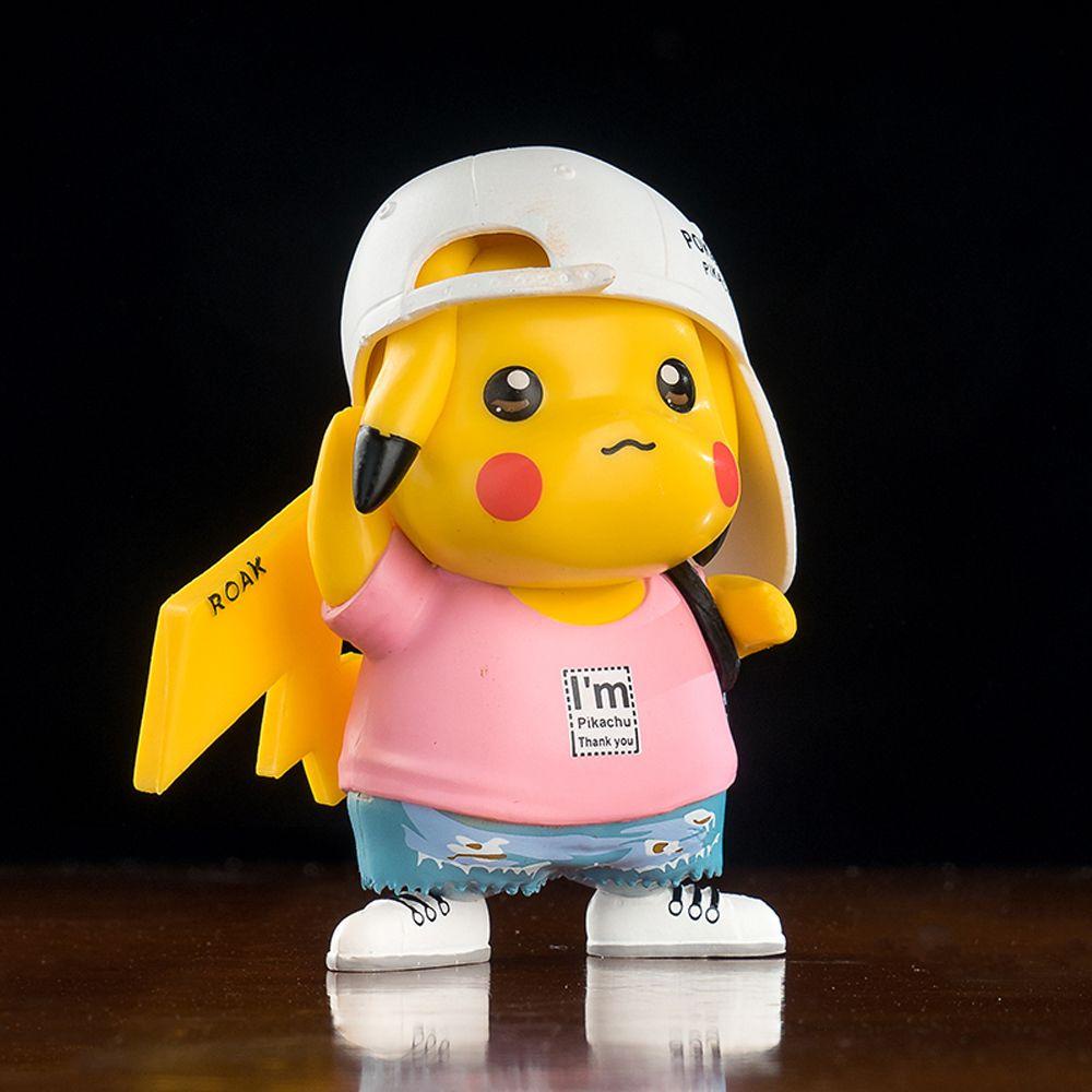 Mô Hình Pikachu Mặc Áo Denim PVC 8cm Dễ Thương Cho Bé