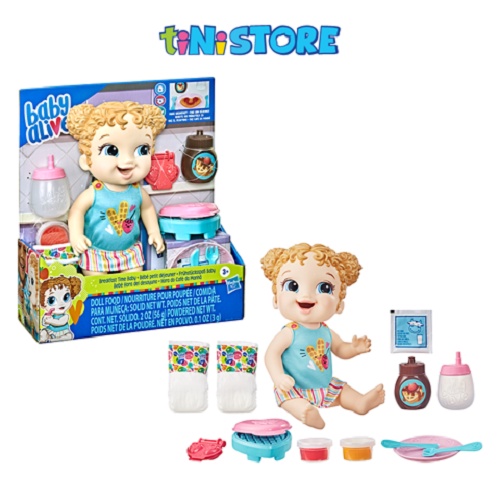 [Mã BMLT300 giảm 10% đơn 499K] Đồ chơi bé gái Hasbro búp bê tóc vàng làm bữa sáng Baby Alive E8974