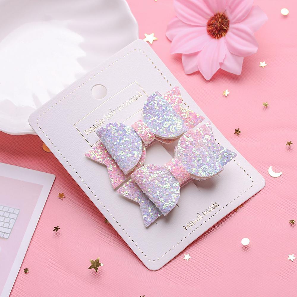 Set 2 Kẹp Tóc Nơ Hai Lớp Thời Trang Dự Tiệc Cưới Cho Bé Gái