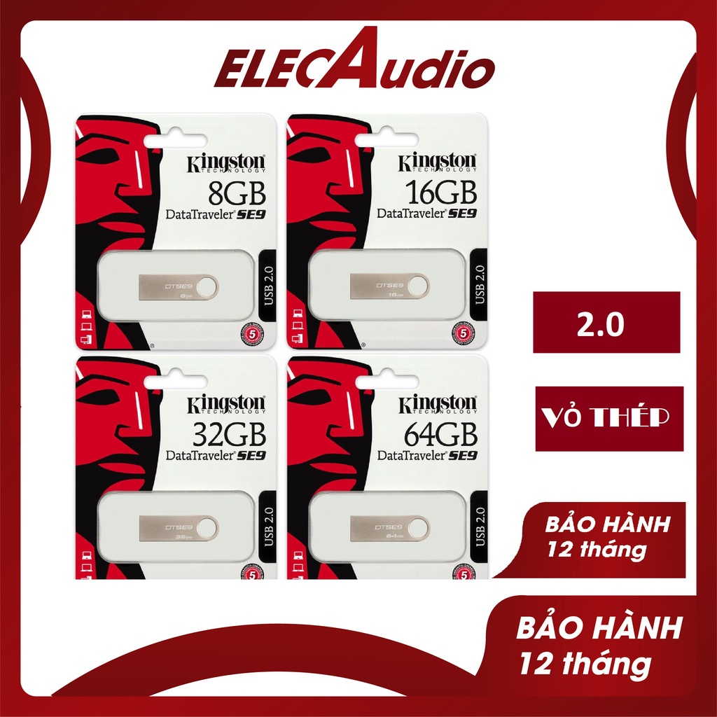 USB Kingston SE9 4/8/16/32/64 GB, USB chính hãng tốc độ cao, lưu trữ dữ liệu hình ảnh, video, nhạc. Vỏ nhôm chống nước