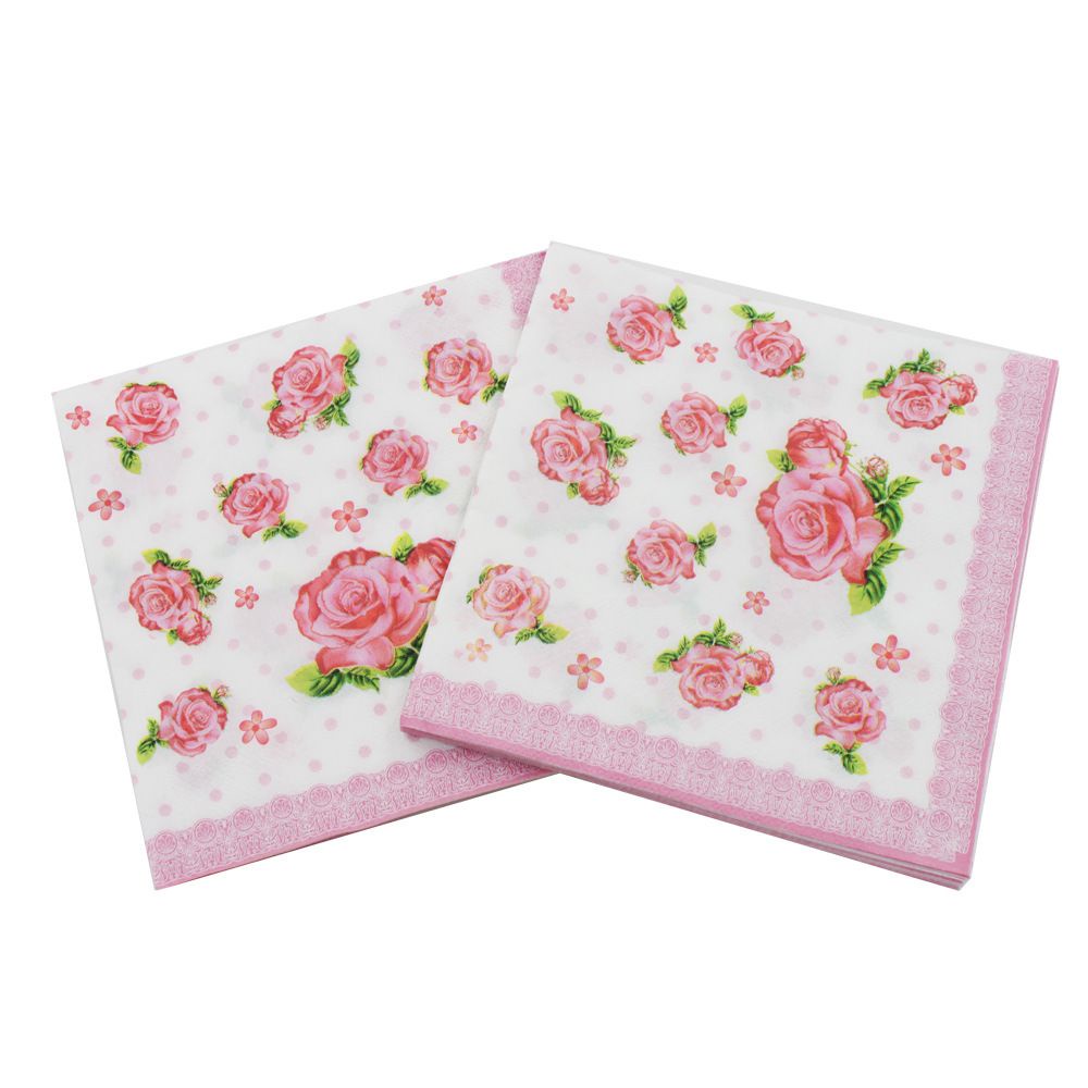 Set 20 Khăn Giấy Hình Hoa Hồng Trang Trí Tiệc
