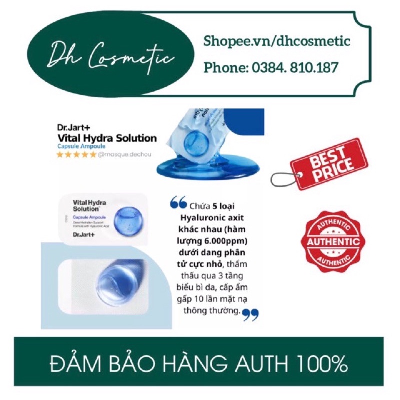 Viên siêu cấp ẩm tinh chất Dr.Jart+ Hydra Solution Capsule 2ml