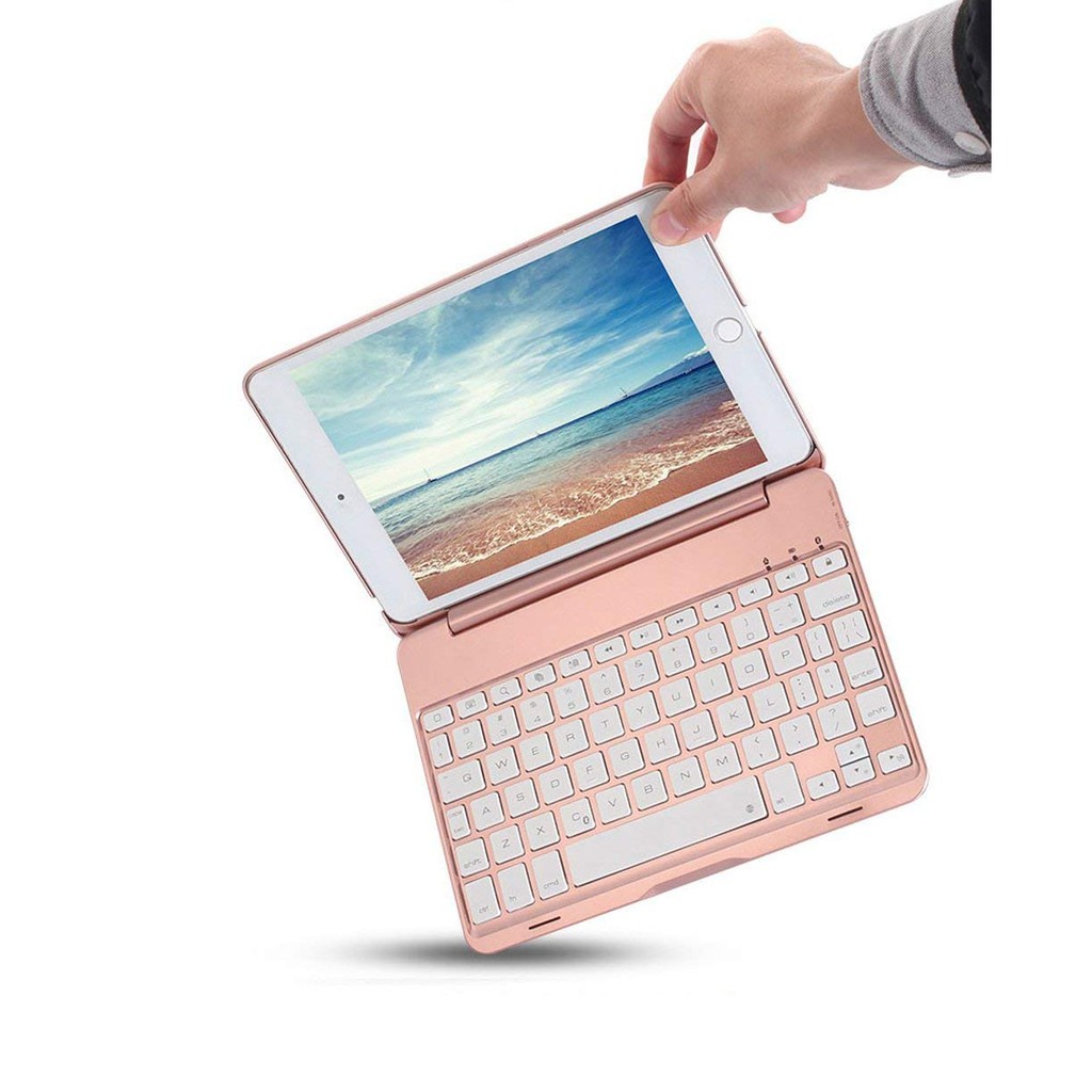 Bàn phím Bluetooth F8S kiêm ốp lưng cho iPad Mini 123 (Rose Gold)