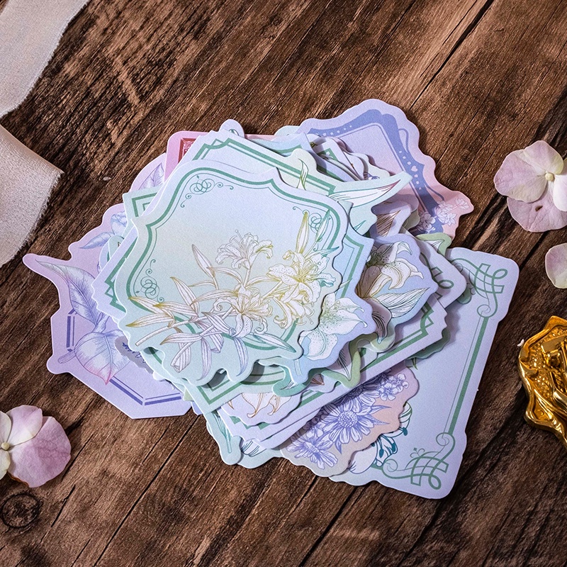 Set 20 Tấm Giấy Ghi Chú / Sổ Lưu Niệm DIY Hình Hoa Lá