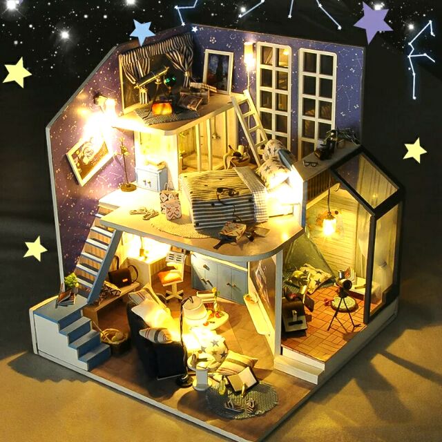 Kèm Mica – Mô hình nhà gỗ búp bê dollhouse DIY – TD15 Starry Sky