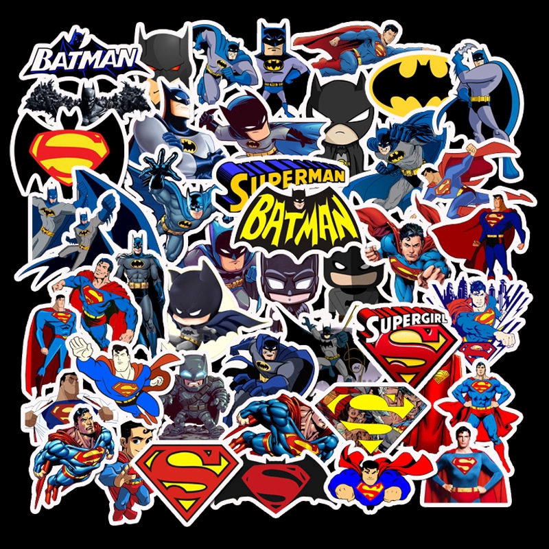 Sticker Set 45 miếng dán Graffiti hình Batman và Superman trang trí đa năng