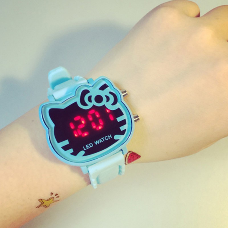 Đồng Hồ Điện Tử Hình Hello Kitty Cho Bé Gái
