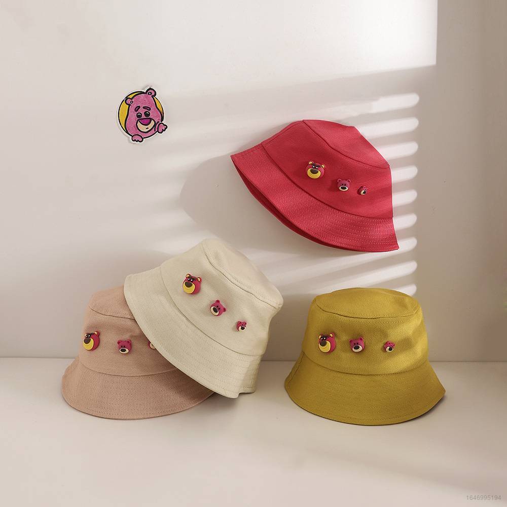 Nón Bucket Hình Gấu Dâu Tây Đáng Yêu Cho Bé 2-5 Tuổi