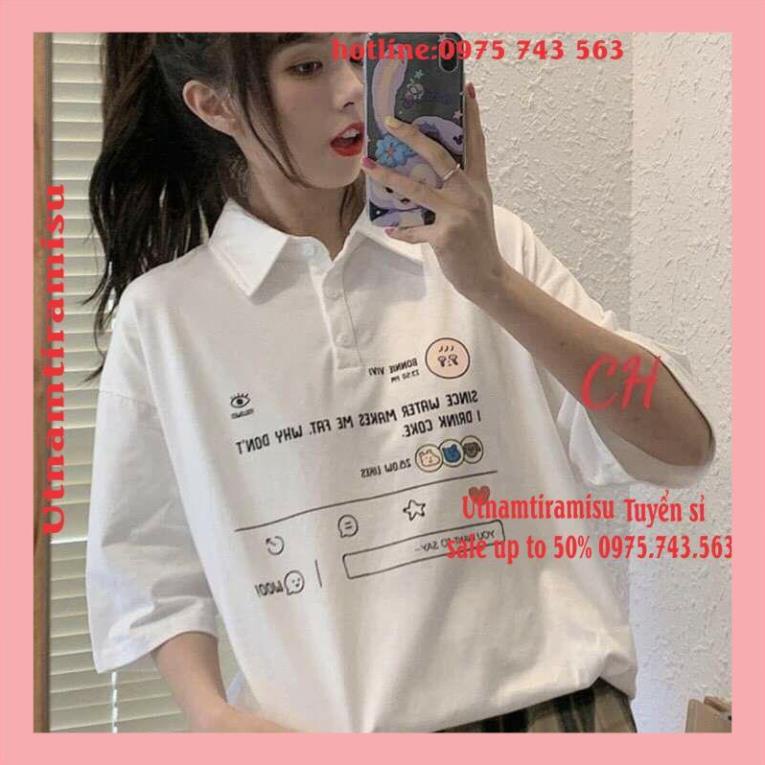 Áo thun POLO Pony Vivi nữ tay lỡ có cổ♥️ Phông form rộng freesize unisex mặc đi học, cặp, nhóm, lớp in hình DỄ THƯƠNG ⚡