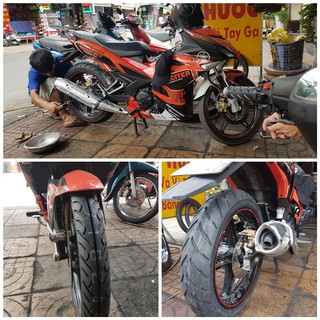 Cặp vỏ lốp xe Dunlop cho Exciter 150, trước 70/90-17 gai TT902 và sau 120/70-17 gai D102A, vỏ ko ruột-giá 1 cặp