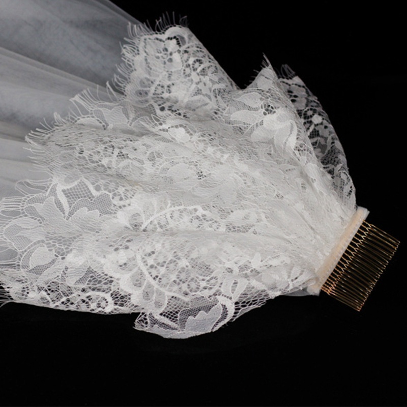 Mạng Che Mặt 2 Lớp Phối Ren Hoa Cho Cô Dâu