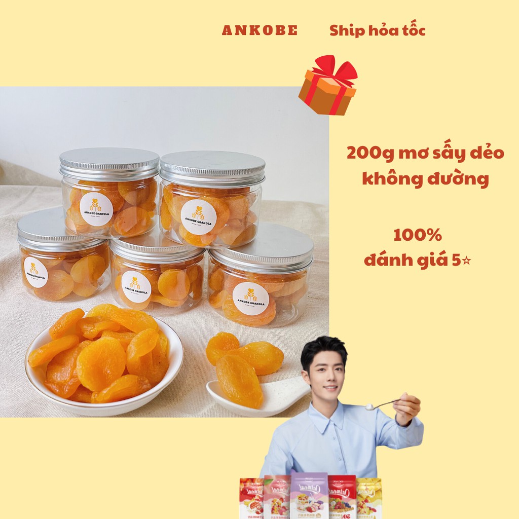 200g mơ sấy dẻo, không hạt, không đường, hỗ trợ giảm cân, nhiều dinh dưỡng và tốt cho mẹ bầu, hạt sấy thơm giòn