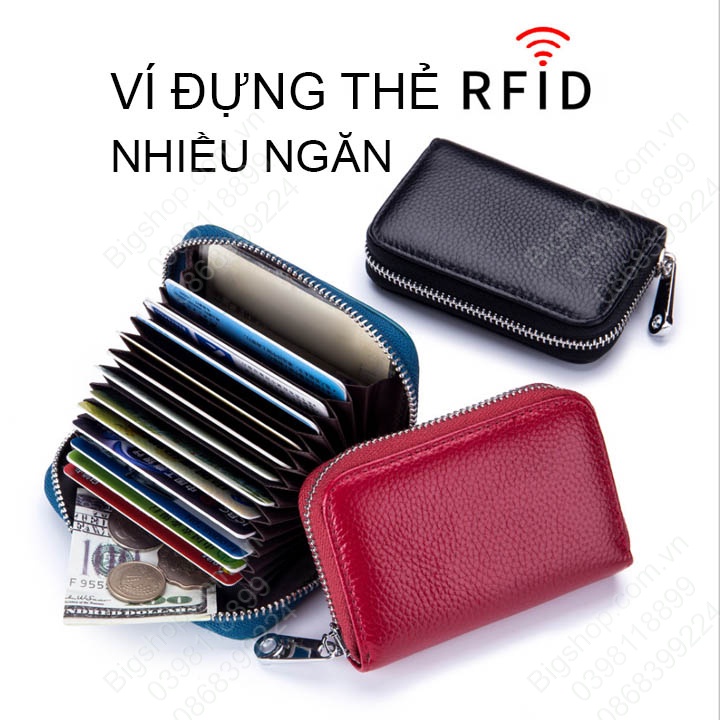 Ví đựng thẻ nhiều ngăn CL7129 bằng da bò thật 100%, để thẻ ATM, căn cước,