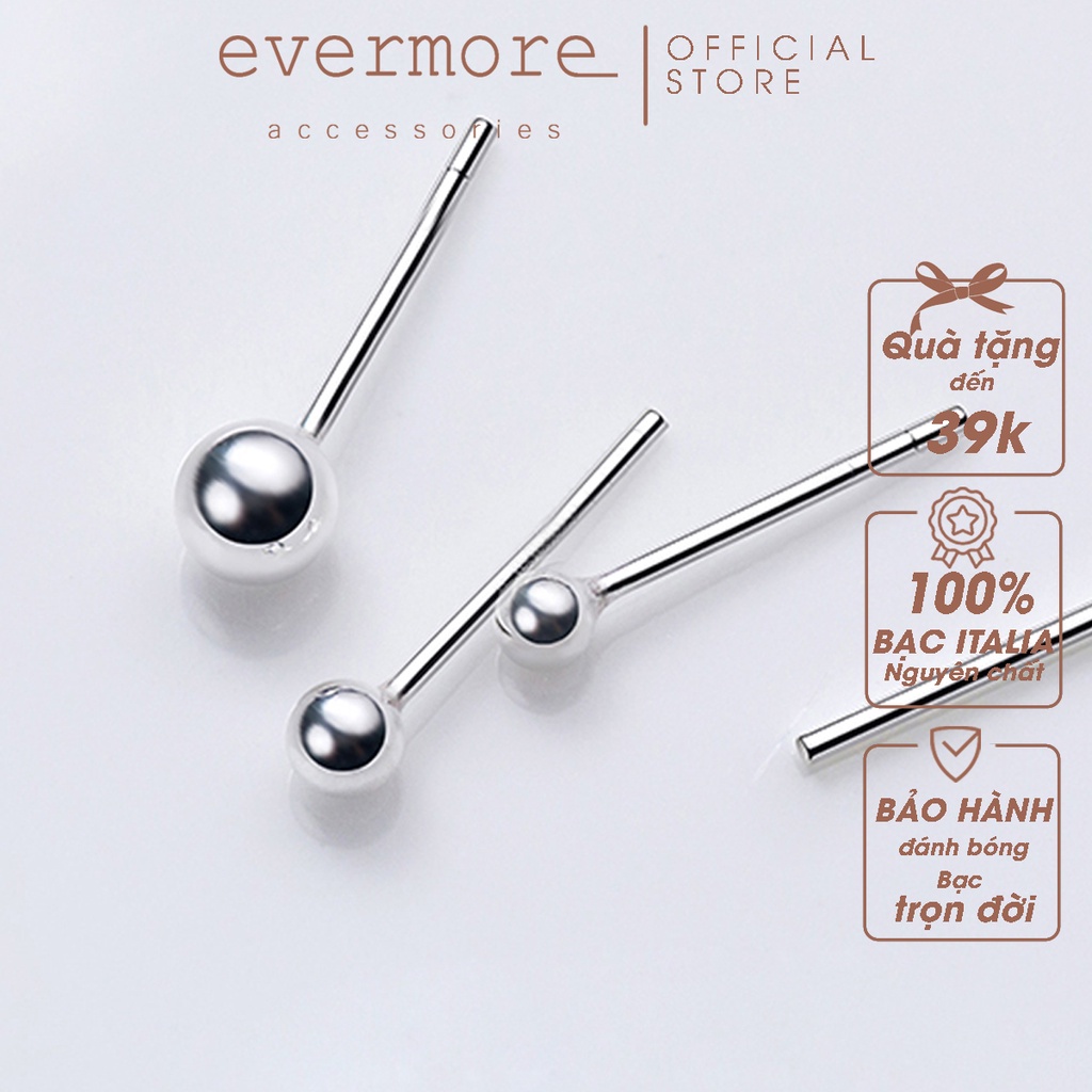 Bông tai bạc EVERMORE, khuyên tai bi tròn 4mm bạc ý 925, phong cách minimalist, thanh lịch - H002